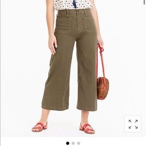 J crew point air wide leg pant in Loren green
